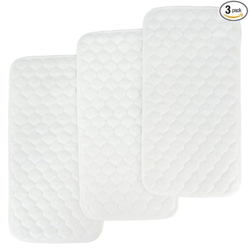 BlueSnail Quilted Thicker Waterproof Changing Pad Liners,3 Count(Snow White 13” x 27”)