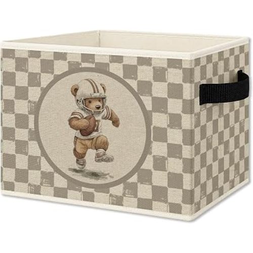 Vintage Brown Checkered rugby Teddy Bear Foldable Storage Box