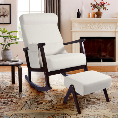 George Oliver Kennis Upholstered Nursery Rocking Chair with Ottoman, Pillow,Storage Bag | Wayfair