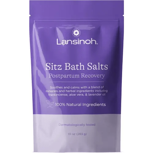 Lansinoh Sitz Bath Salts, Postpartum Essentials, and Hemorrhoid Treatment, Epsom Salt Bath Soak with Lavender Oil, Frankincense and Aloe Vera, 10 Ounce