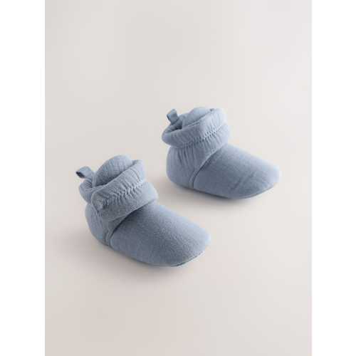 Blue Muslin Wrap Baby Slipper Boots (0-18mths)