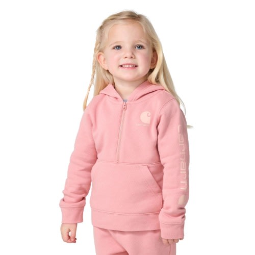 Girls' Long Sleeve Half-Zip Hooded Logo Sweatshirt (Baby/Toddler)