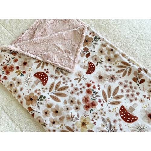 Minky Woodland Floral Baby Girl Lovey, Neutral Floral Baby Crib Blanket, Boho Floral Crib Bedding, Boho Baby Shower Gift, Rustic Floral Crib
