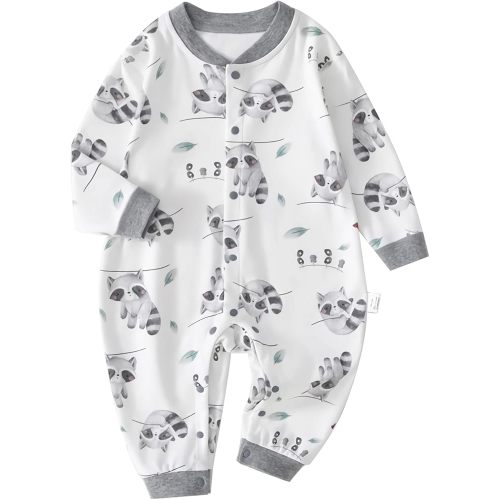 Cherie Kids 100% Organic Cotton Soft 3-24 Months Unisex Footless Newborn Baby Sleepers Pajamas Romper Boys Girls Long Sleeve