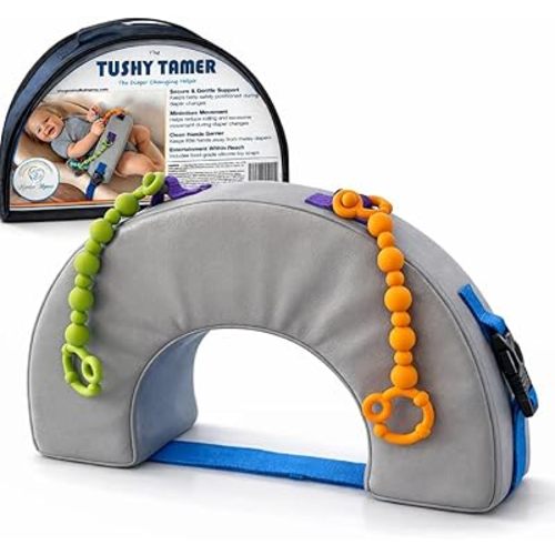 THE TUSHY Tamer – Diaper Changing Helper. Reduces Wiggles & Rolling and Keeps Hands Engaged for Happier, Cleaner, and Easier Changes. Baby Registry Must-Have Changing Pad Accessory.