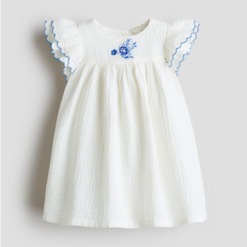 EMBROIDERED-DETAIL COTTON DRESS