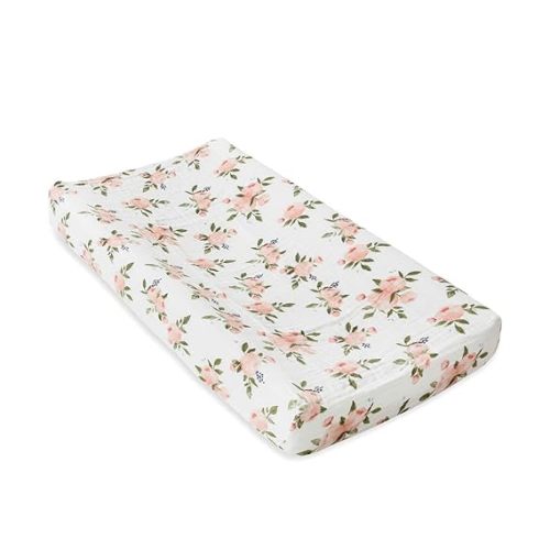 Little Unicorn Premium Changing Pad Cover | Extra Soft & Breathable Muslin Fabric (Watercolor Roses)