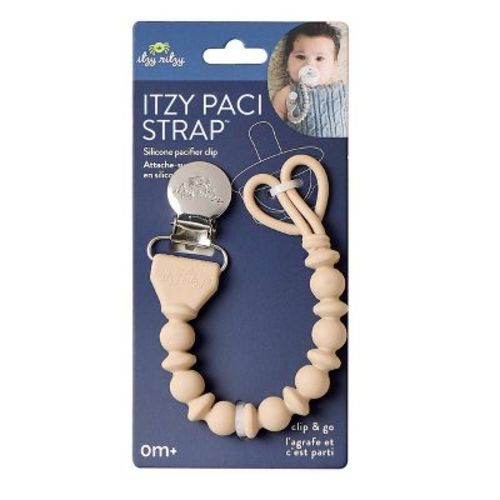 Itzy Ritzy Beaded Pacifier Clip - Universal Fit, Silicone Holder - Toast: BPA-Free