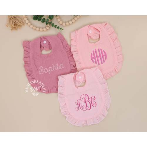 Personalized Baby Girl Bib, Embroidered Baby Bib, Monogrammed Baby Girl Bib, Custom Baby Girl Bib Baby Girl Gift Baby Shower Gift Ruffle Bib