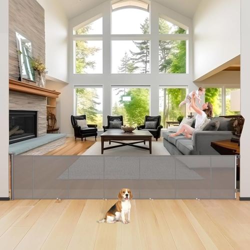 Uamector 200-Inch Extra Wide Retractable Baby Gate & Dog Gate, Reinforced Mesh Safety Gate Adjustable for Large Openings - Stairs, Doorways, Hallways - Indoor/Outdoor Use