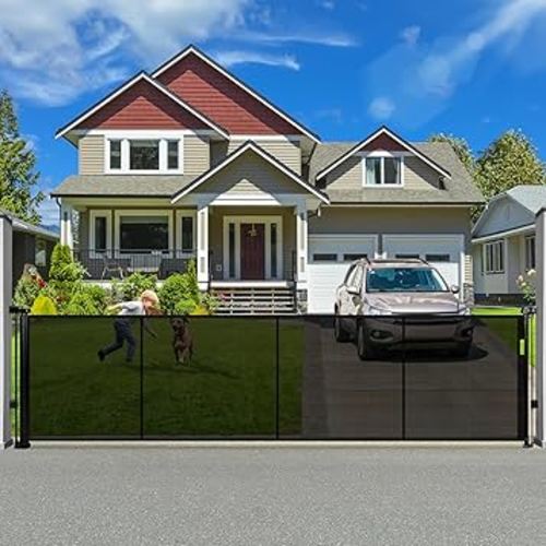 120" Retractable Baby Gate Extra Wide, 41" Tall Retractable Dog Gate for Stairs, Doorways, Decks, Mesh Gate Long Child Gate Pet Gate for Indoor, Outdoor, with Reinforced Mesh Rods, Dual Locks