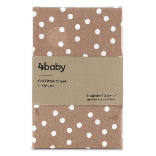 4Baby Cot Fitted Sheet Choc Dot