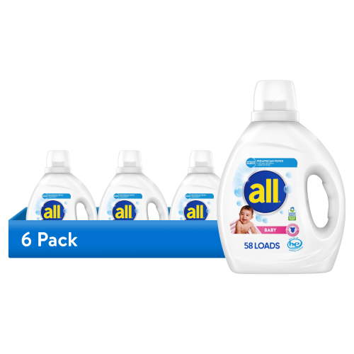 (6 pack) all Baby Liquid Laundry Detergent, 73 oz, 58 Loads