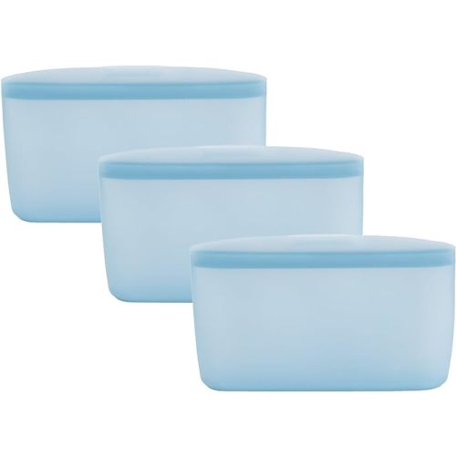 WeeSprout Reusable Silicone Bags (Set of 3) 100% Food Grade Storage Containers, Leakproof, Dishwasher & Microwave Safe, Snack, Sandwich, Quart, & Half Gallon Sizes