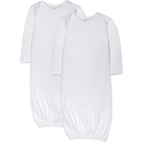 HonestBaby unisex baby 2-pack Organic Cotton Sleeper Nightgown, Bright White, 0-6 Months US