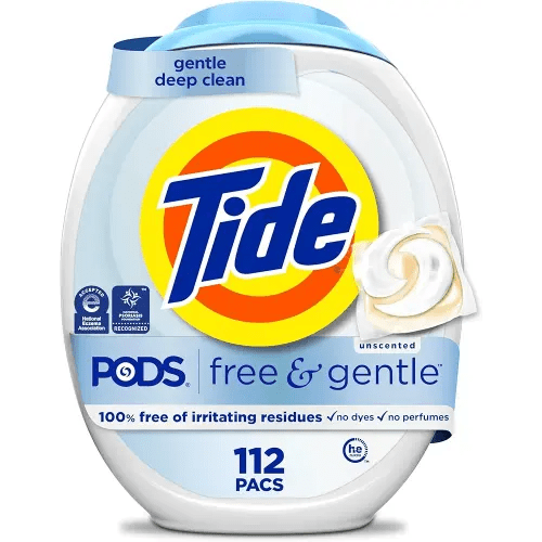 Tide PODS Free & Gentle Laundry Detergent Soap Pacs, 112 Count, Tide PODS Laundry Detergent, Laundry Detergent Pacs, Laundry PODS Detergent