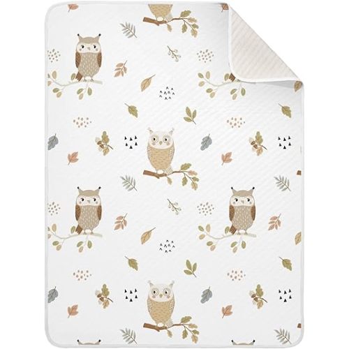 Owls Autumn Leaves Baby Swaddle Blanket for Boys and Girls, Muslin Baby Receiving Swaddle Blanket, Soft Cotton Nursery Swaddling Blankets for Newborn Toddler Infant