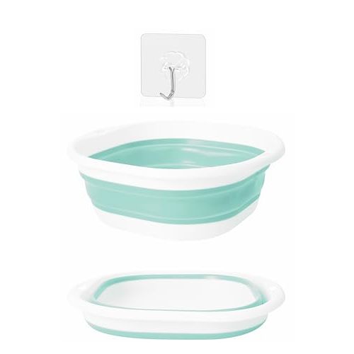 Small Collapsible Wash Basin, Mini Foldable Sink Tub (3.5L) with Hook, Lightweight Portable Wash Bowl for Dorm, Travel, Small Laundry & Makeup Cleaning – BPA-Free Space-Saving Design(Blue)