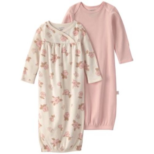 Baby Girls' Floral Long-Sleeve Sleeper Gowns, 2-Pack