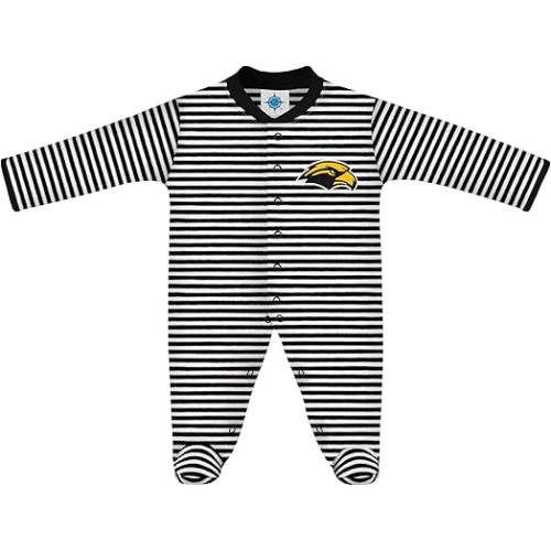 Creative Knitwear College Baby Striped Footed Romper - Team Logo, Multiple Colors, for Boys & Girls (0-9 Months)