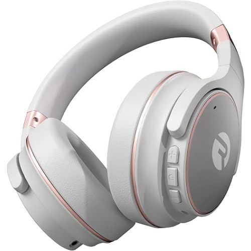 Raycon Everyday Bluetooth Headphones - Over The Ear, Active Noise Cancelling Wireless Headphones + Awareness Mode, Bluetooth Headset with Mic, 40 Hours of Battery Life (Rose Gold)