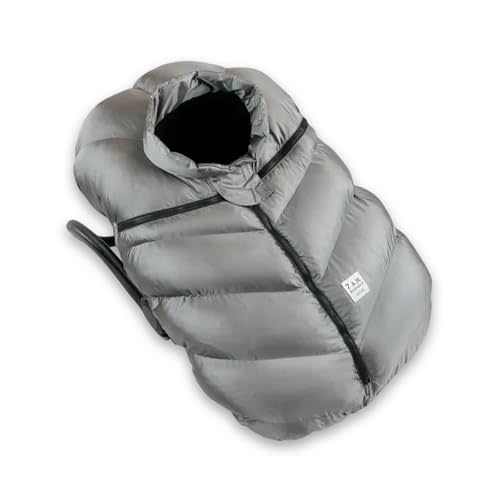 7AM Enfant Car Seat Covers - Cocoon Baby Cover for Boys & Girls, Rain & Snow Repellent, Breathable Windproof, Center Zipper, Universal Fit for Infant Car Seat (0-12M) (Metallic Grey)