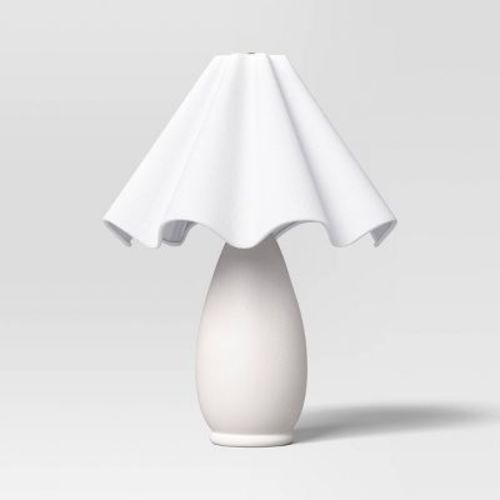 Wavy Shade Collection with Ceramic Base Table Lamp White - Threshold™