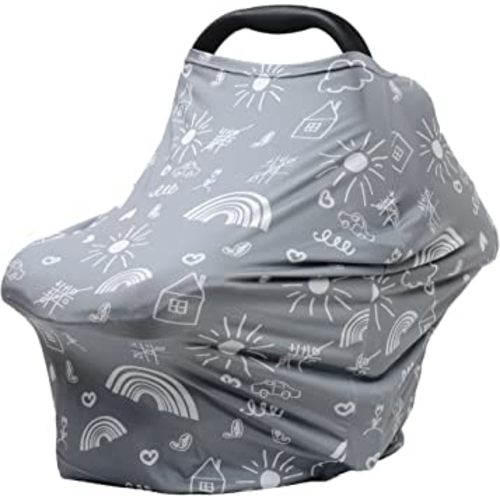 Carseat Canopy Breastfeeding Cover - Multi Use Infant Stroller Cover, Car Seat Covers for Babies, Baby Shower Gifts for Boys and Girls (Creativity)