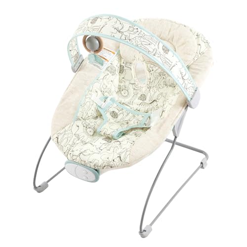 Baby Bouncer, Infants Bouncy Seat with Music and Vibrations,Portable Baby Rocker with Hanging Grasping Planet & Mirror for Newborns Indoor Outdoor Use 0-6 Months Up to 20 lbs