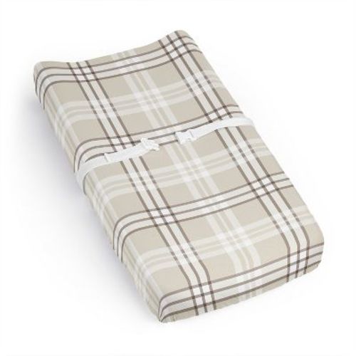 Sweet Jojo Designs Boy, Girl, Unisex/Gender Neutral Changing Pad Sheet Gingham Plaid Taupe & Beige