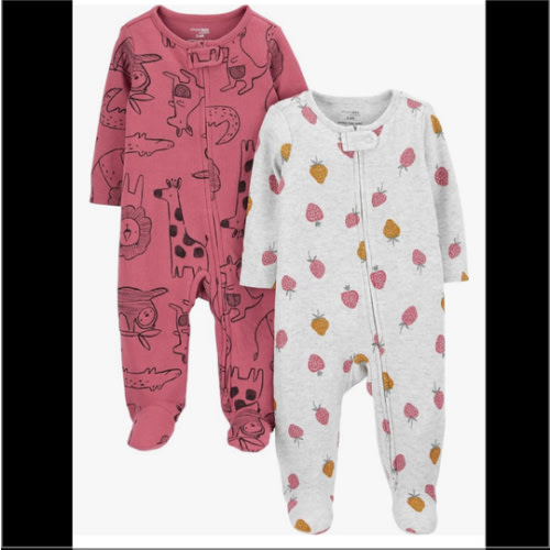 Simple Joys by Carter's Baby Girls' 2-way Zip Thermal Footed Sleep and Play, Pack of 2