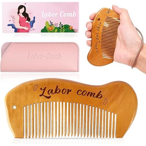 Birthing Comb for Labor Pain, Wooden Labor Comb for Women Natural Labor and Delivery Essentials, Pregnancy Hospital Bag Must Haves for Pregnant Women, New Mom Gifts (Fish)