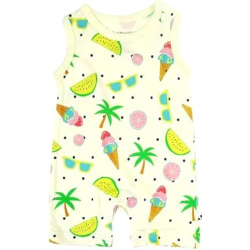 Babysoy Organic Pattern Print Tank Romper Shortall