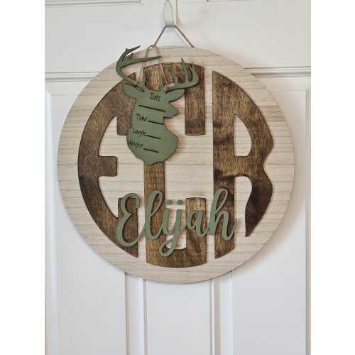 Deer Hunting Baby Monogram Hospital Door Hanger
