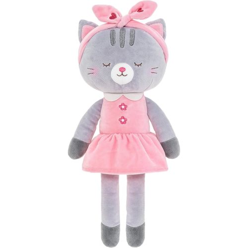 Lazada Stuffed Cat Dolls Animal Kitty Plush Toy Baby Girl Gifts Gray with Hair Band 16"