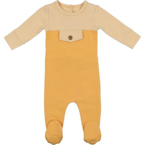 Snap Pocket Long Sleeve Footie, Honey - Maniere | Maisonette