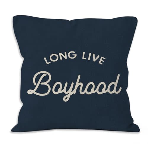Long Live Boyhood Throw Pillow Covers - Boy Bedroom Room Decor,Vintage Navy Blue Boy Nursery Decorative Pillow Covers for Home Bedroom Couch