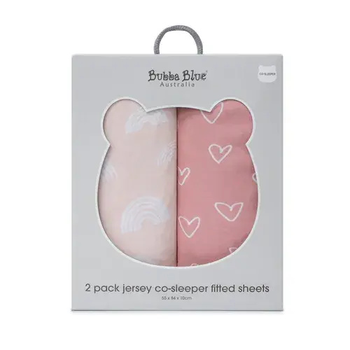 Bubba Blue Nordic Co-Sleeper Fitted Sheet 2 Pack Pink/Rose | Baby Bunting AU