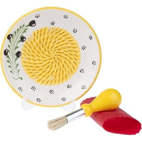 Handmade Ceramic Garlic Grater - 4 Pcs Garlic Press - Natural Ginger & Cheese Grinder - Decorative Mincer - Honey Yellow