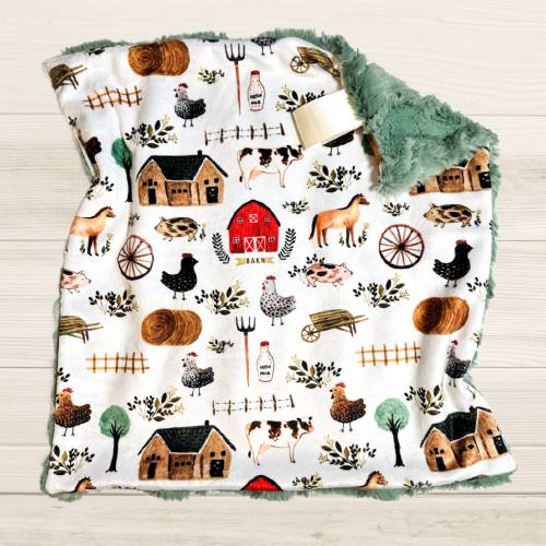 Farm Animals Baby Blanket: Minky Lovey, Gender Neutral Nursery Decor