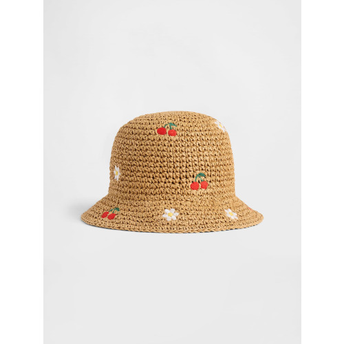 Baby & Toddler Embroidered Crochet Straw Hat
