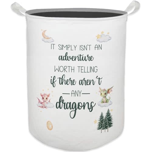 Dragon Nursery Kids Laundry Basket, Toybox for Boys Room, Dragon Fantasy Nursery Laundry Basket Hamper Waterproof Collapsible Clothes Toys Storage Bin Organizer for Kids Room Playroom Bathroom
