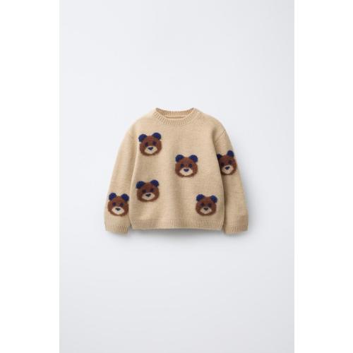 TEDDY BEAR KNIT SWEATER - taupe brown | ZARA United States 6-9 months