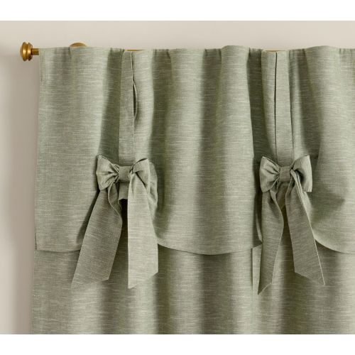 Evelyn Linen Blend Bow Valance Kids Blackout Curtain | Pottery Barn Kids