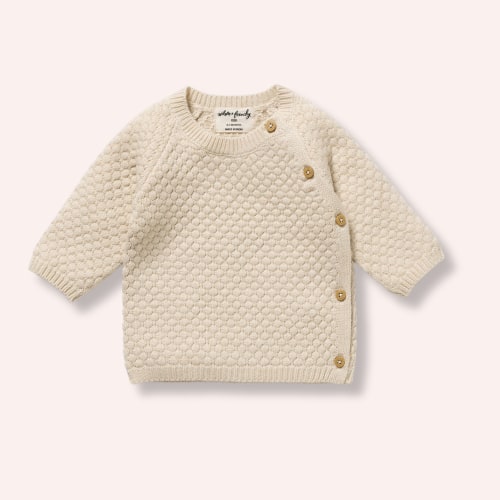 Organic Knitted Bubble Kimono Cardigan - Cream