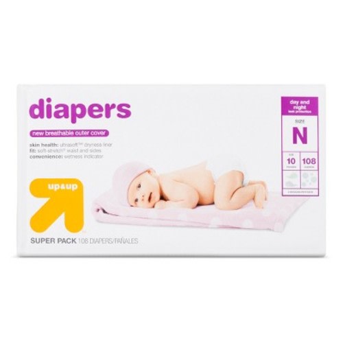 Diapers Super Pack Size Newborn 108 ct - Up&Up