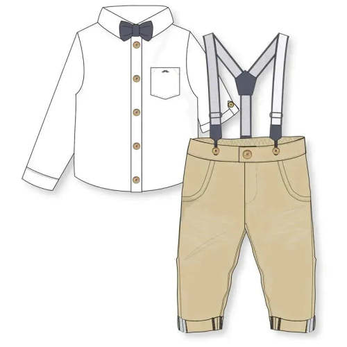 Rose Textiles - Boys Suspender Bowtie Set, Brown