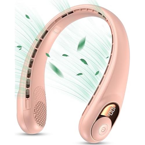 KIDEE Portable Neck Fan, Neck Fans Rechargeable for Women Men, 4000mAh Personal Bladeless Fan, Upgraded Cooling Air Volume, Ultra Quiet Wearable Fan