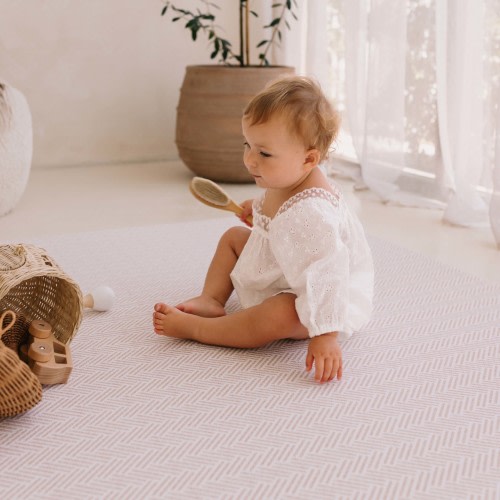 Harlow & Co Foam Padded Play Mat - Herringbone / Vintage Jute Play Mat (Small)