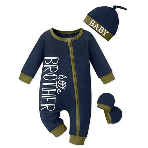 Baby Boy Clothes Letter Print One Piece Romper Baby Coming Home Outfits with Hat Newborn Boy Outfits